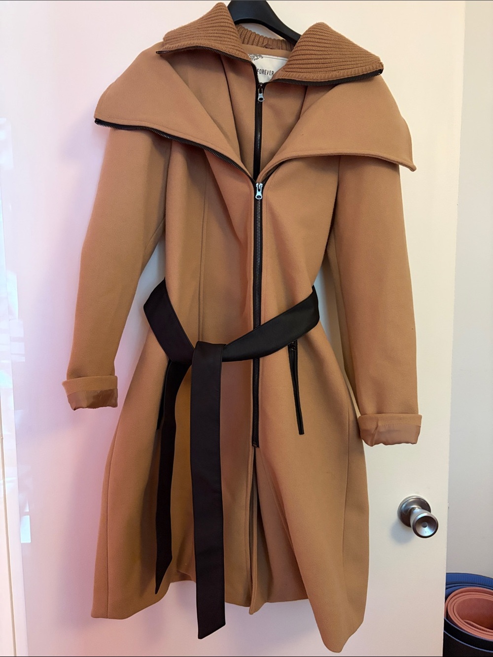 Forever 21 Camel Trench Coat with Black Belt